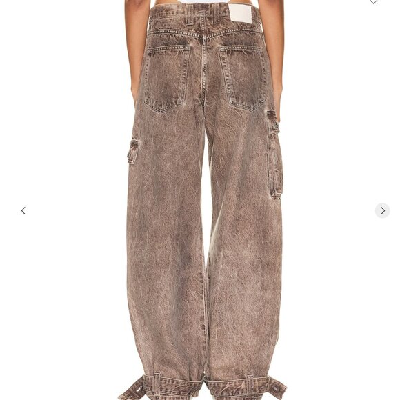 GRLFRND Lara Wide Leg Cargo Jeans in 'Rolling Loud' Brown - Picture 4 of 5